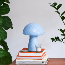 Load image into Gallery viewer, Glass Mushroom Table Lamp, Petite Close Top, Blue lighting Humber 
