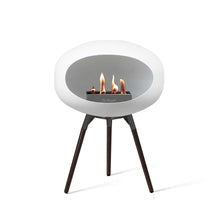 Load image into Gallery viewer, Bioethanol Fireplace Dome, White 31&quot;h Fireplace Le Feu Black Bowl Smoked Oak Legs 
