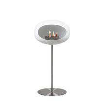 Load image into Gallery viewer, Bioethanol Fireplace Dome, White Steel 47&quot;h Fireplace Le Feu Polished Steel Plate Polished Steel Pole 
