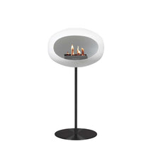 Load image into Gallery viewer, Bioethanol Fireplace Dome, White Steel 47&quot;h Fireplace Le Feu Black Plate Black Pole 
