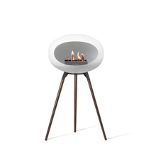 Load image into Gallery viewer, Bioethanol Fireplace Dome, White 42&quot;h Fireplace Le Feu Black Bowl Smoked Oak Legs 
