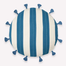 Load image into Gallery viewer, Cabana Stripe Tassel Throw Pillow Pillows Anchal Project Cobalt 
