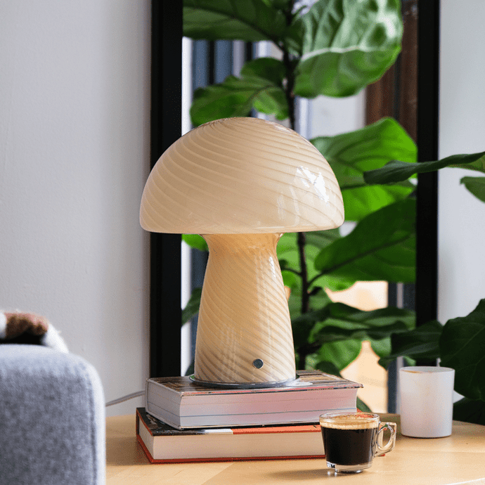 Glass Mushroom Table Lamp, Large Close Top, Butter lighting Humber 
