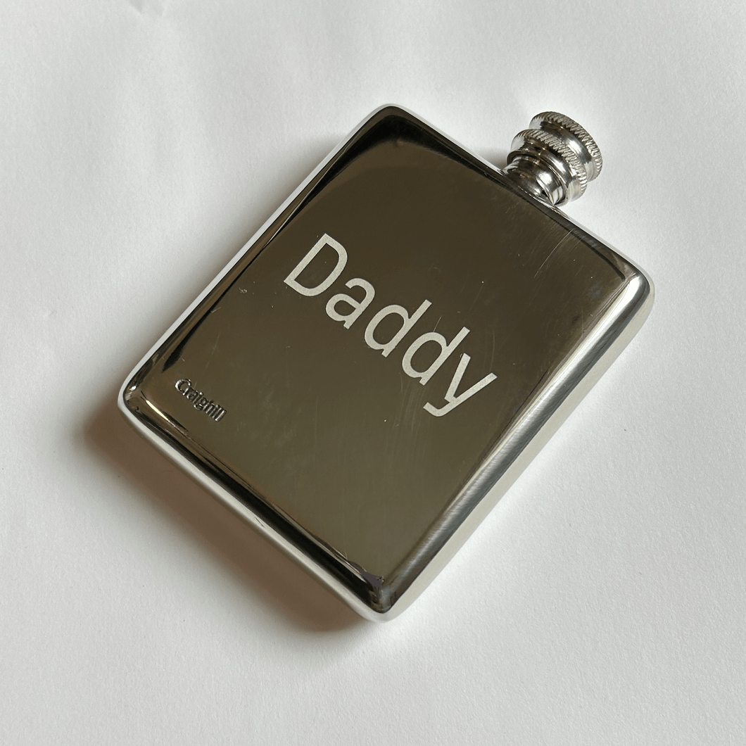 Exclusive, Engraved DADDY King-Post Flask Drinkware & Bar Afternoon Light 