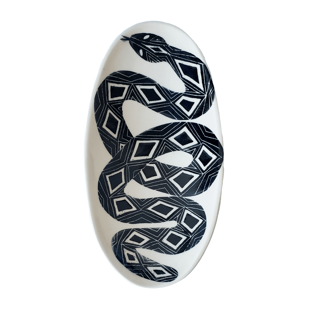 Snake Ellipse Serving Bowl / Wall Hanging, Onyx Serving Platters Demetria Chappo Dia Loop 