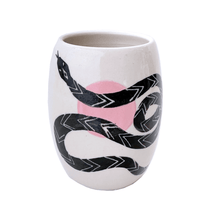 Load image into Gallery viewer, Snake Wine Cup, Serpentine Moon Mugs Demetria Chappo Pink Moon 
