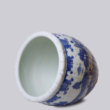 Load image into Gallery viewer, Willow Ware Blue and White Porcelain Ribbed Planter Indoor Planters &amp; Stands Cobalt Guild 
