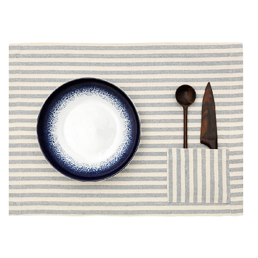 Placemats - Striped With Pocket / Set Of 4 Placemats Powered by People 