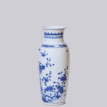Load image into Gallery viewer, Bird and Flower Blue and White Porcelain Mallet Vase Vases Cobalt Guild 
