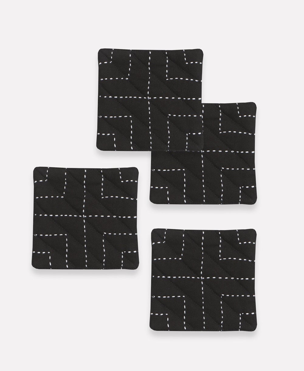 Fabric Coasters - Set of 4 Zero Waste Anchal Project Charcoal 