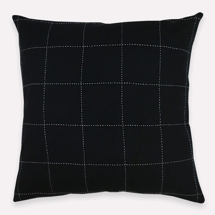 Grid-Stitch Throw Pillow Pillows Anchal Project Charcoal 