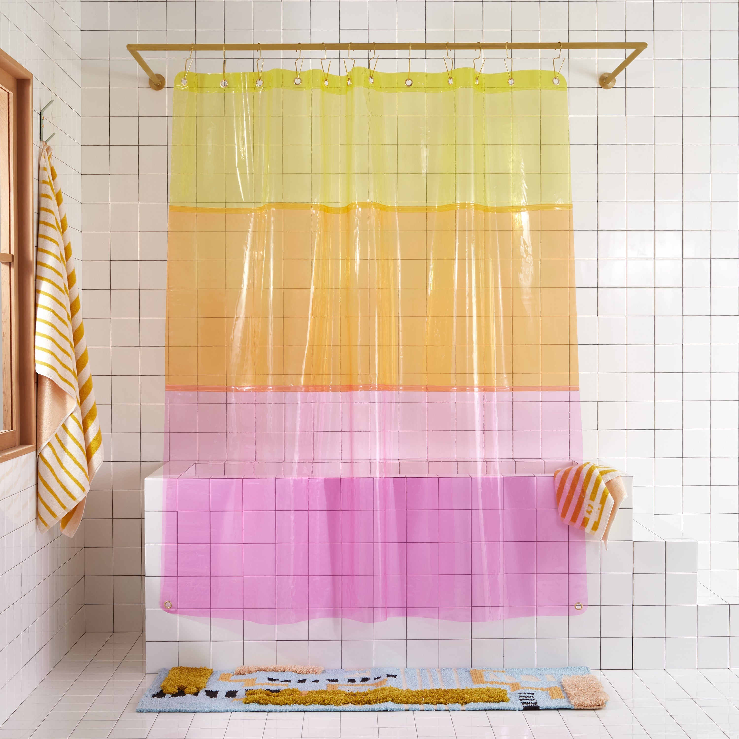 Sun Shower Lido Pop Shower Curtain Shower Curtains Quiet Town 