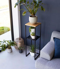 Load image into Gallery viewer, Tower Two-Tier Display &amp; Storage Shelf (31.5&quot; H) - Steel + Wood End + Side Tables Yamazaki Home 
