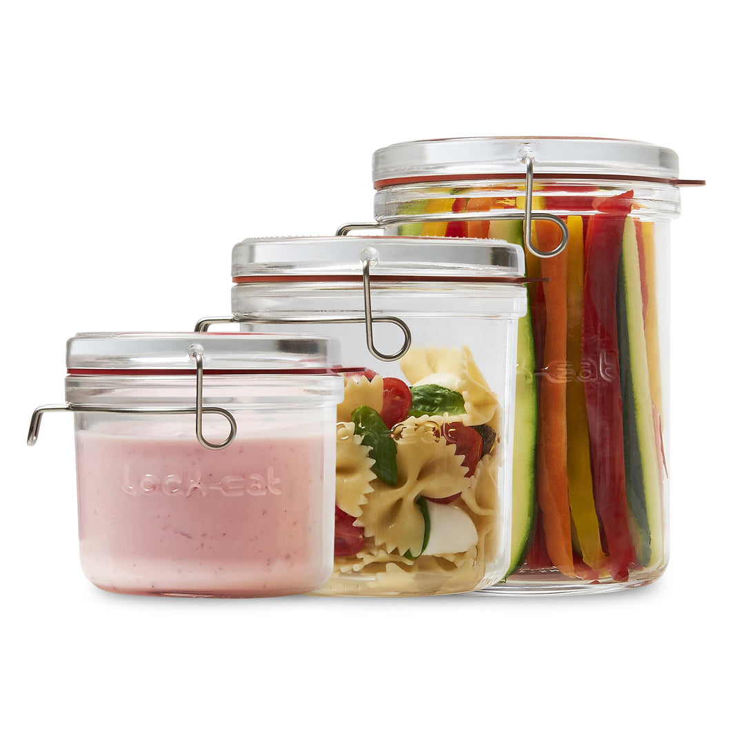 Lock-Eat 3pc Frigo Jars Set Food Containers Luigi Bormioli 