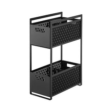 Load image into Gallery viewer, Tower Two-Tier Cabinet Storage Basket Baskets and Bins Yamazaki Home Black 
