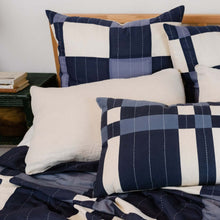 Load image into Gallery viewer, Patchwork Plaid Euro Sham - Navy Pillows Anchal Project 
