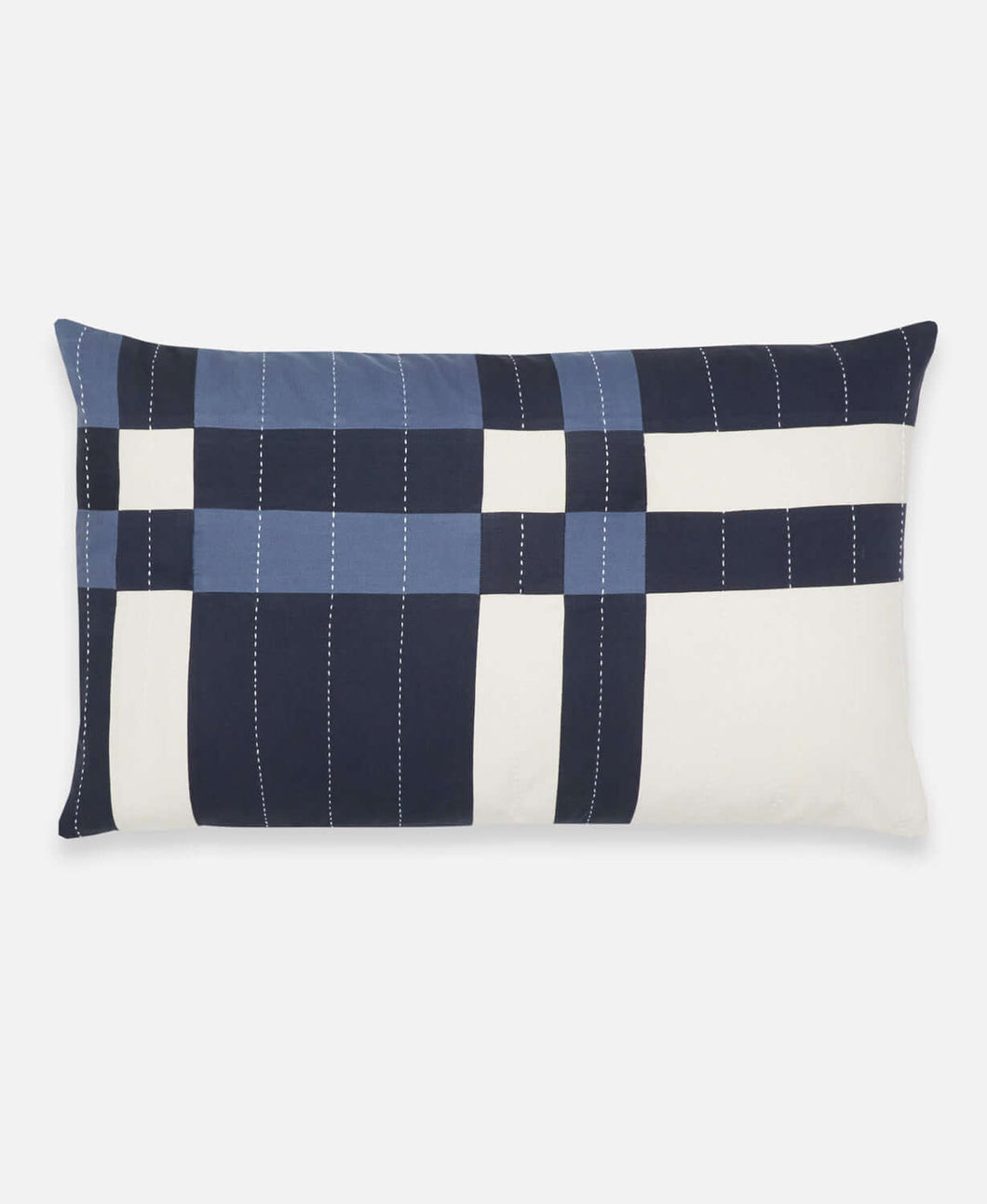 Patchwork Plaid Lumbar Pillow Pillows Anchal Project Navy 