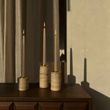 Load image into Gallery viewer, Pillar Holder Candle Holders Populus Project Natural Travertine Short 
