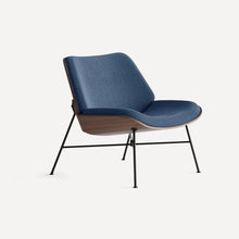 Load image into Gallery viewer, Vesper Wood &amp; Fabric Lounge Chair Accent Chairs Burrow Navy Blue/Walnut 
