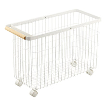 Load image into Gallery viewer, Tosca Rolling Wire Basket (14.8&quot; H) - Steel + Wood (15&quot; H) - Steel + Wood Laundry Basket Yamazaki Home 
