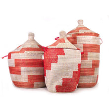 Load image into Gallery viewer, Low Storage Basket - Red Stripe Storage Baskets Powered by People 
