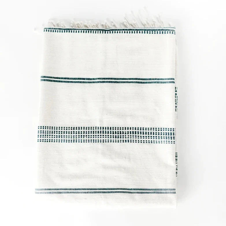 Aden Throw - Natural / Navy Throws Powered by People 