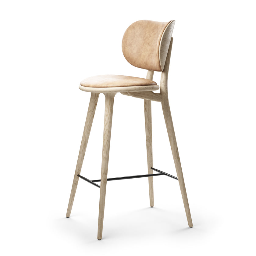 High Stool with Back Rest BAR & COUNTER STOOLS Mater Natural Matt Laquer Oak 