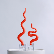 Load image into Gallery viewer, 15&quot; Squiggle Candle Sticks - Set of 2 Candles &amp; Home Fragrances Humber Bright Orange One Shape Each 
