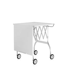 Load image into Gallery viewer, Battista Folding Trolley Table BAR CARTS Kartell White Top and Chrome Base 

