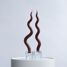 Load image into Gallery viewer, 14&quot; Squiggle Candle Sticks - Set of 2 Candles &amp; Home Fragrances Humber Brown Tight Squiggle 
