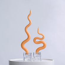 Load image into Gallery viewer, 15&quot; Squiggle Candle Sticks - Set of 2 Candles &amp; Home Fragrances Humber Caramel One Shape Each 
