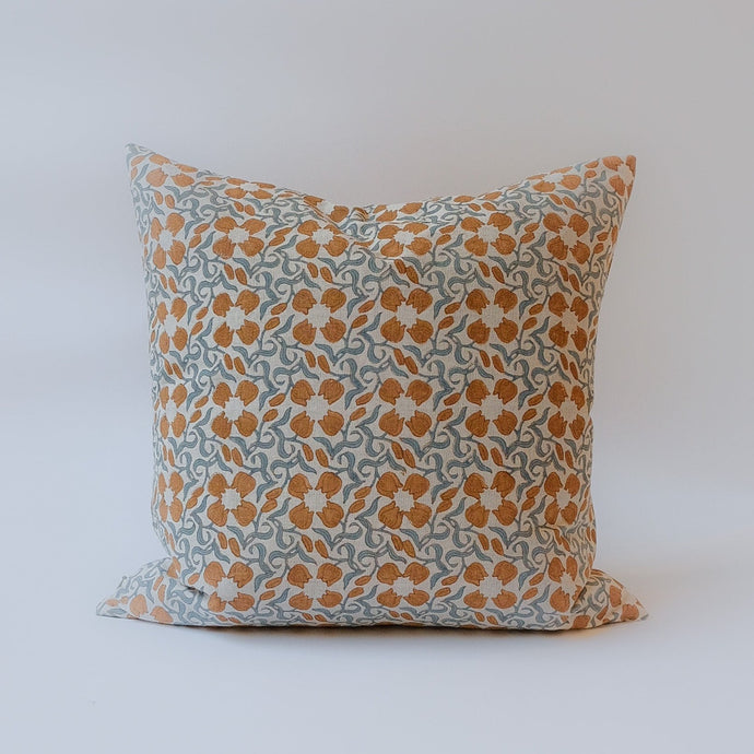Khushi - Hand Block-printed Linen Pillowcase (Blue) Soil to Studio 