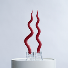 Load image into Gallery viewer, 14&quot; Squiggle Candle Sticks - Set of 2 Candles &amp; Home Fragrances Humber Burgundy Tight Squiggle 
