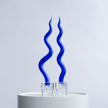 Load image into Gallery viewer, 14&quot; Squiggle Candle Sticks - Set of 2 Candles &amp; Home Fragrances Humber Cobalt Tight Squiggle 
