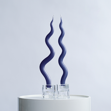 Load image into Gallery viewer, 14&quot; Squiggle Candle Sticks - Set of 2 Candles &amp; Home Fragrances Humber Dark Blue Tight Squiggle 
