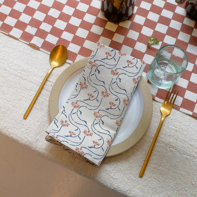 Juhi - Block-printed Table Napkins - Set of 4 Table Linen Soil to Studio 