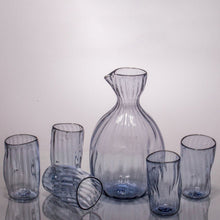 Load image into Gallery viewer, Wabi Sabi Sake Carafe + 5 cups CUPS &amp; GLASSES Andrew Iannazzi Glacier Blue 
