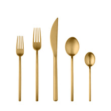 Load image into Gallery viewer, Due Cutlery - 5 Piece Set FLATWARE Mepra Brushed Gold 

