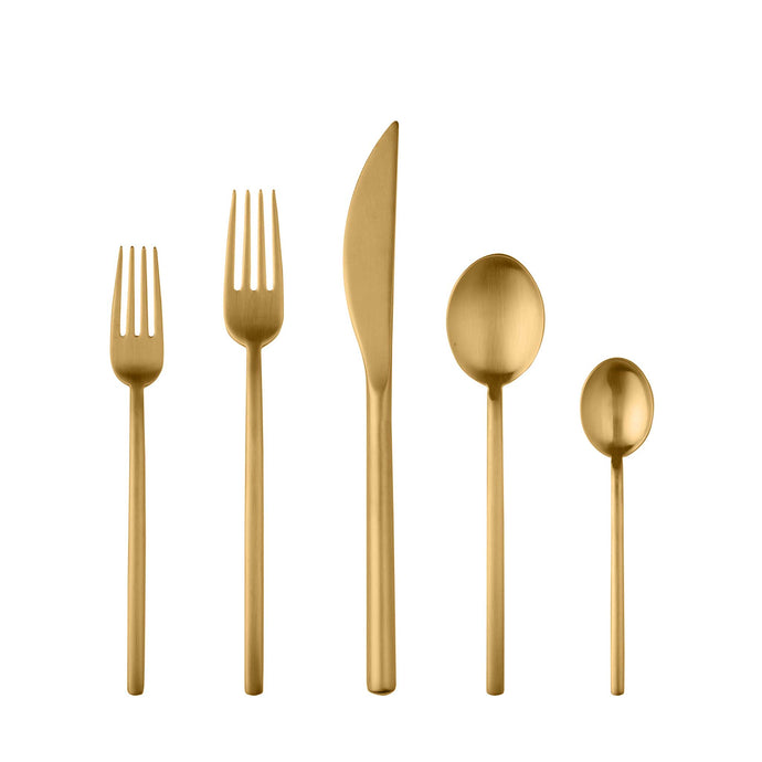 Due Cutlery - 5 Piece Set FLATWARE Mepra Brushed Gold 