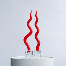 Load image into Gallery viewer, 14&quot; Squiggle Candle Sticks - Set of 2 Candles &amp; Home Fragrances Humber Red Tight Squiggle 
