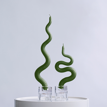 Load image into Gallery viewer, 15&quot; Squiggle Candle Sticks - Set of 2 Candles &amp; Home Fragrances Humber Christmas Green Dragon 
