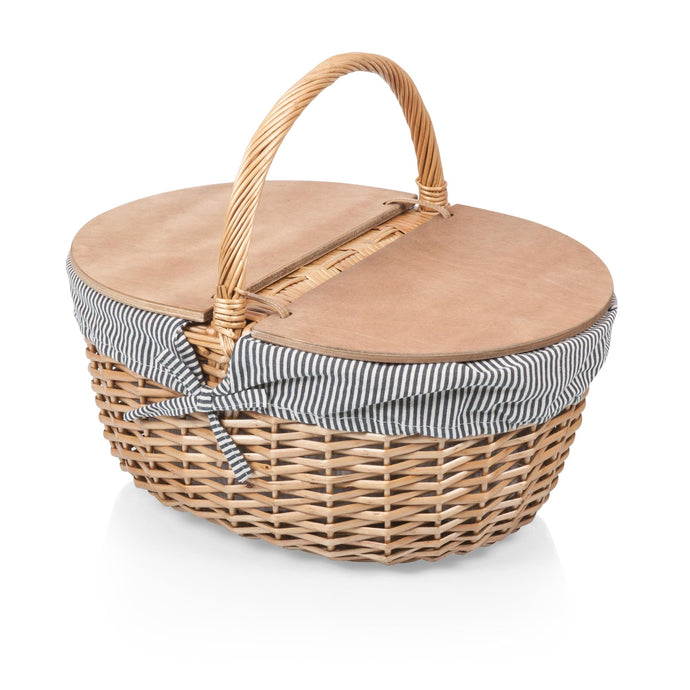 Country Picnic Basket Picnic & Outdoor Dining Picnic Time Navy Blue & White Stripe 