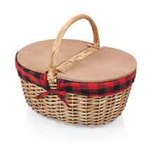Load image into Gallery viewer, Country Picnic Basket Picnic &amp; Outdoor Dining Picnic Time Red &amp; Black Buffalo Plaid Pattern 
