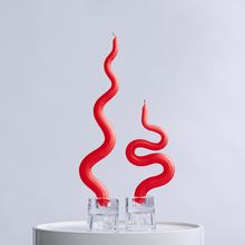 Load image into Gallery viewer, 15&quot; Squiggle Candle Sticks - Set of 2 Candles &amp; Home Fragrances Humber Red One Shape Each 

