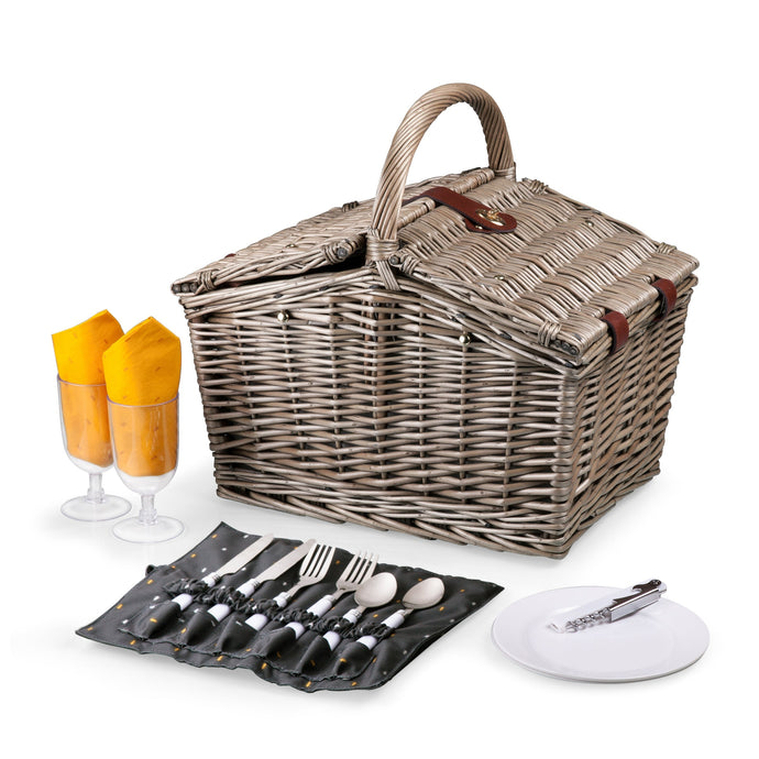 Piccadilly Basket Picnic & Outdoor Dining Picnic Time Gray with Gold Accents 