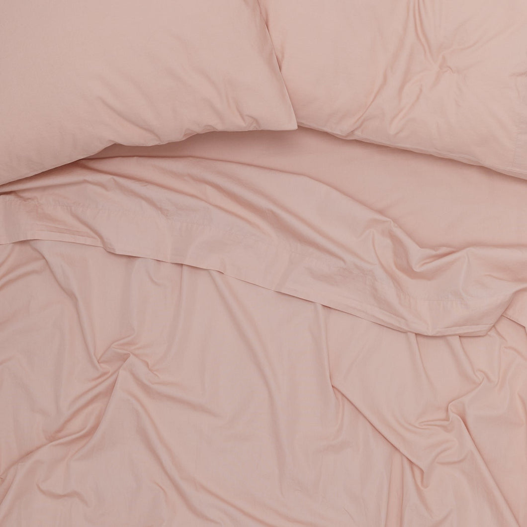 Essential Percale Sheet Set - Fitted, Flat, Pillowcase Pair SHEETS Hawkins New York Blush Queen 