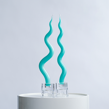 Load image into Gallery viewer, 14&quot; Squiggle Candle Sticks - Set of 2 Candles &amp; Home Fragrances Humber Turquoise Loose Squiggle 
