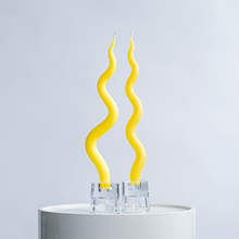 Load image into Gallery viewer, 14&quot; Squiggle Candle Sticks - Set of 2 Candles &amp; Home Fragrances Humber Yellow Tight Squiggle 
