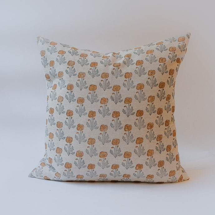 Zoya - Hand Block-printed Linen Pillowcase (Brown) Soil to Studio 