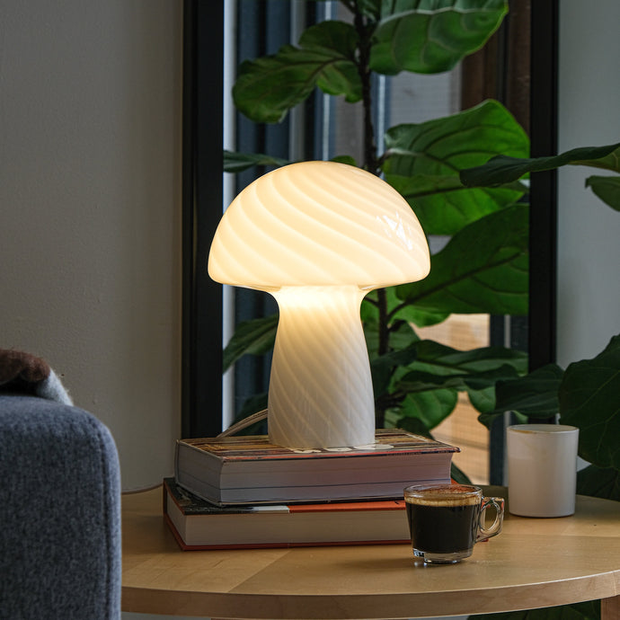 Glass Mushroom Table Lamp, Petite Close Top, White lighting Humber 